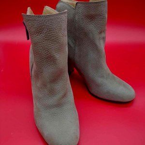 Lucky Brand tan Shaynah suede ankle boots 3" heel zip, size 38/US 8